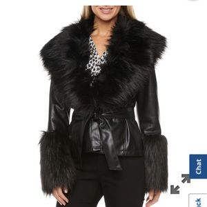 Ryegrass Fur Collar Leather Jacket BNWT so XL Black
